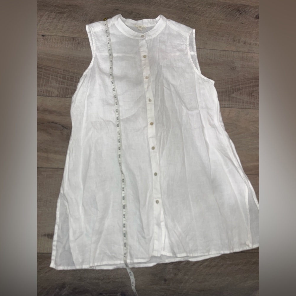 Eileen Fisher Crisp White Linen Blouse - Picture 5 of 8
